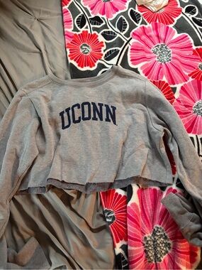 UConn Gray Cropped Sweatshirt - Collegiate Comfort